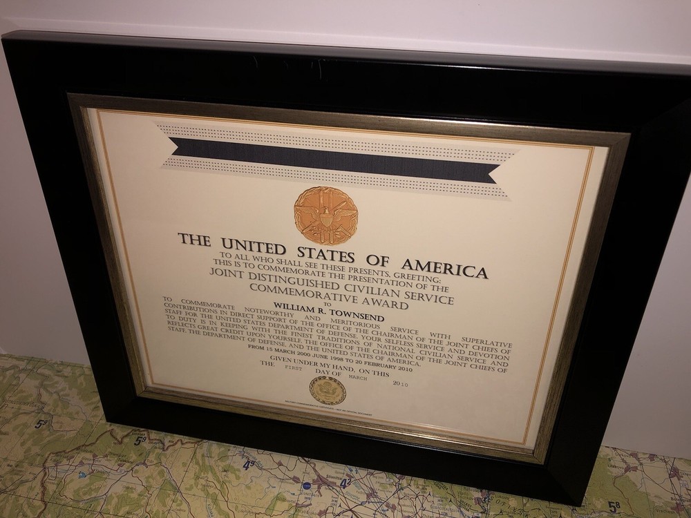 CJCS - JOINT DISTINGUISHED CIVILIAN SERVICE COMMEMORATIVE CERTIFICATE ~ Type-1