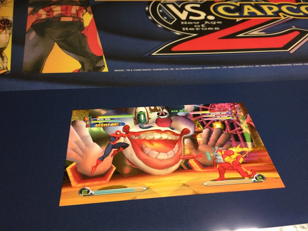 Marvel vs Capcom 2 Big Blue Dynamo Arcade Marquee 27" x 15.5"