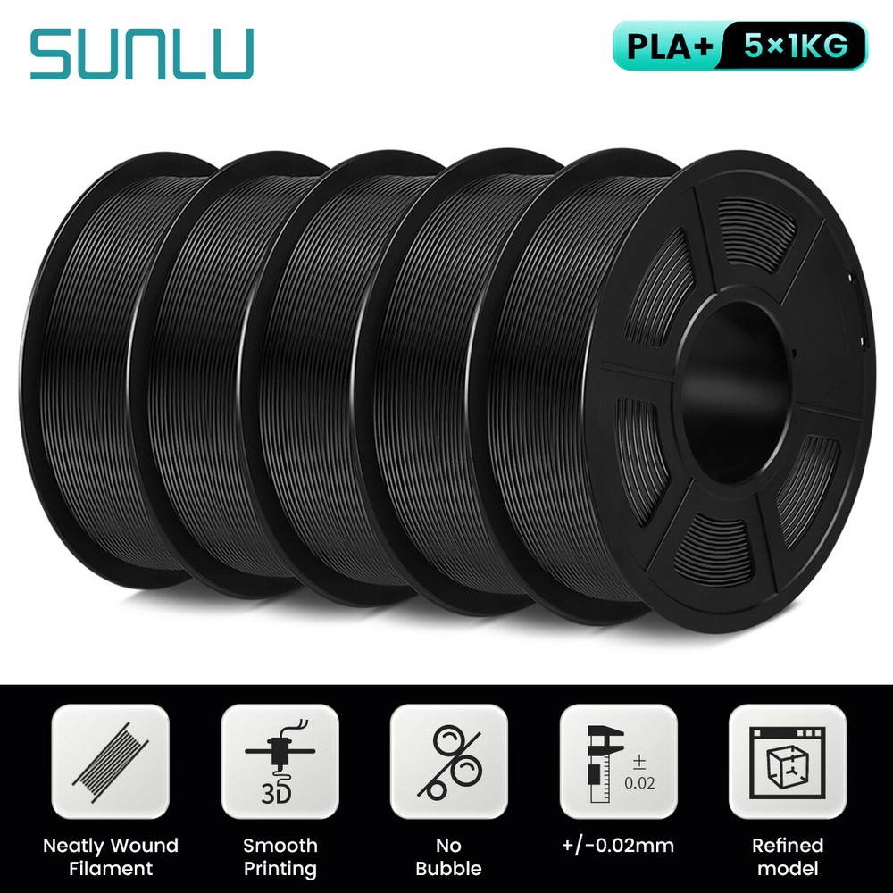 SUNLU 5×1KG PLA+ Filament PLA PLUS 3D Printer Consumables 1.75MM +/-0.02MM