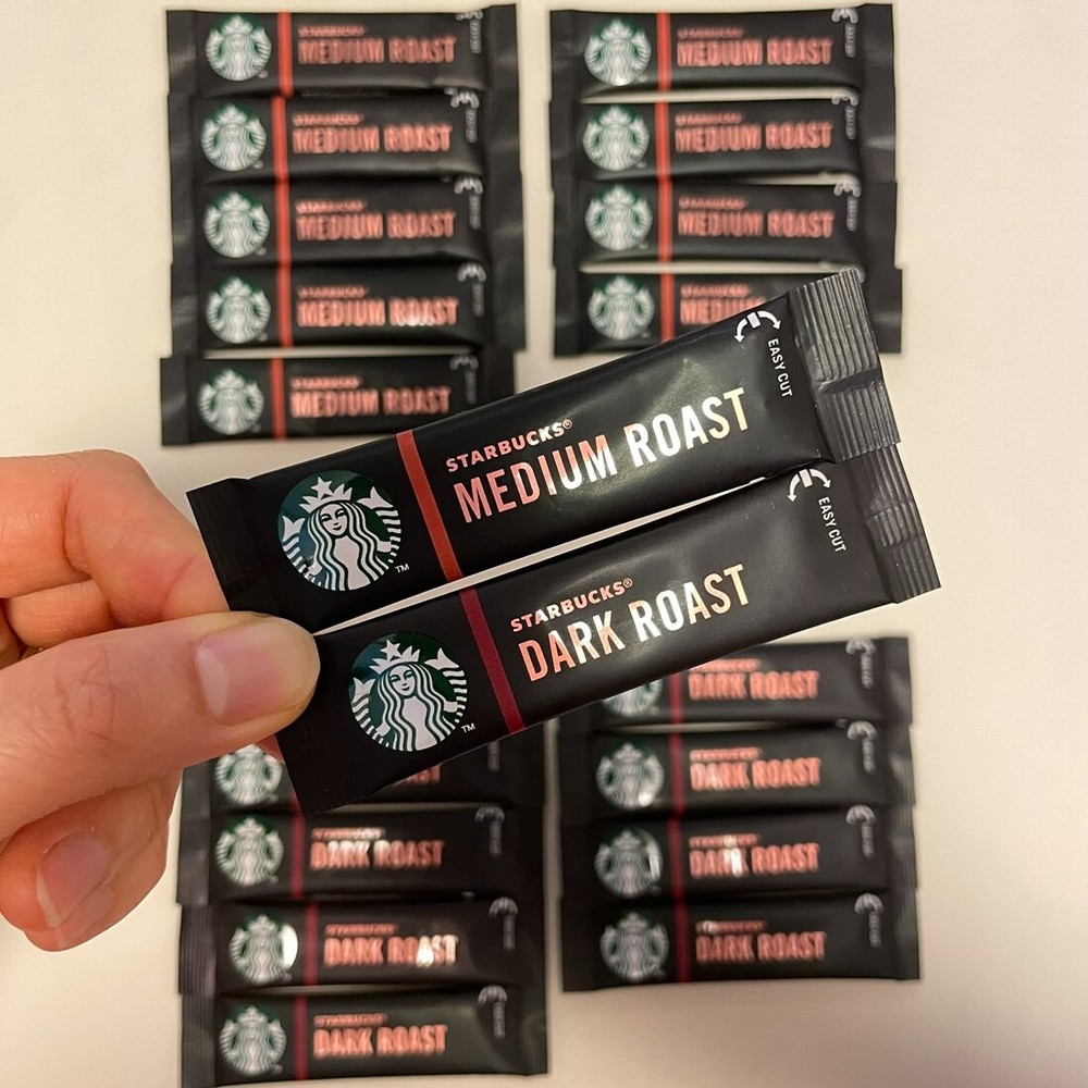 2 Boxes 10+10Count Packets Starbucks Instant Coffee Dark and Medium Roast Arabic