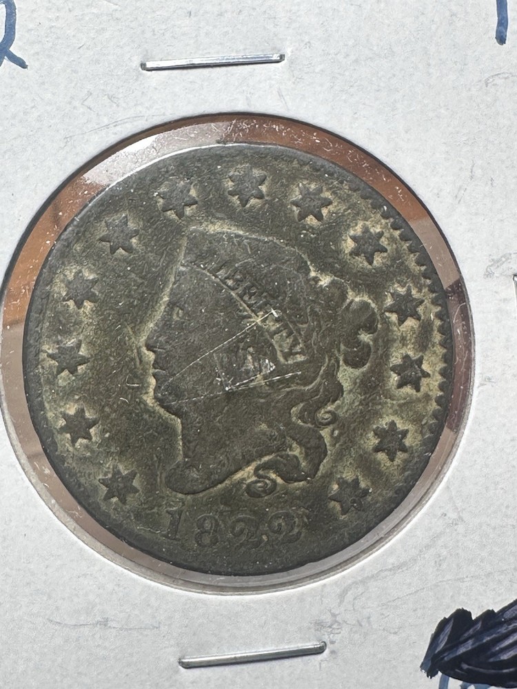 (2) 1822 coronet head large cent Coins- G/VG