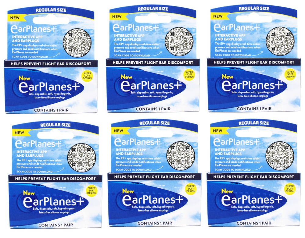 6 Pack - Earplanes Flight Ear Protection Earplugs - 1 Pair