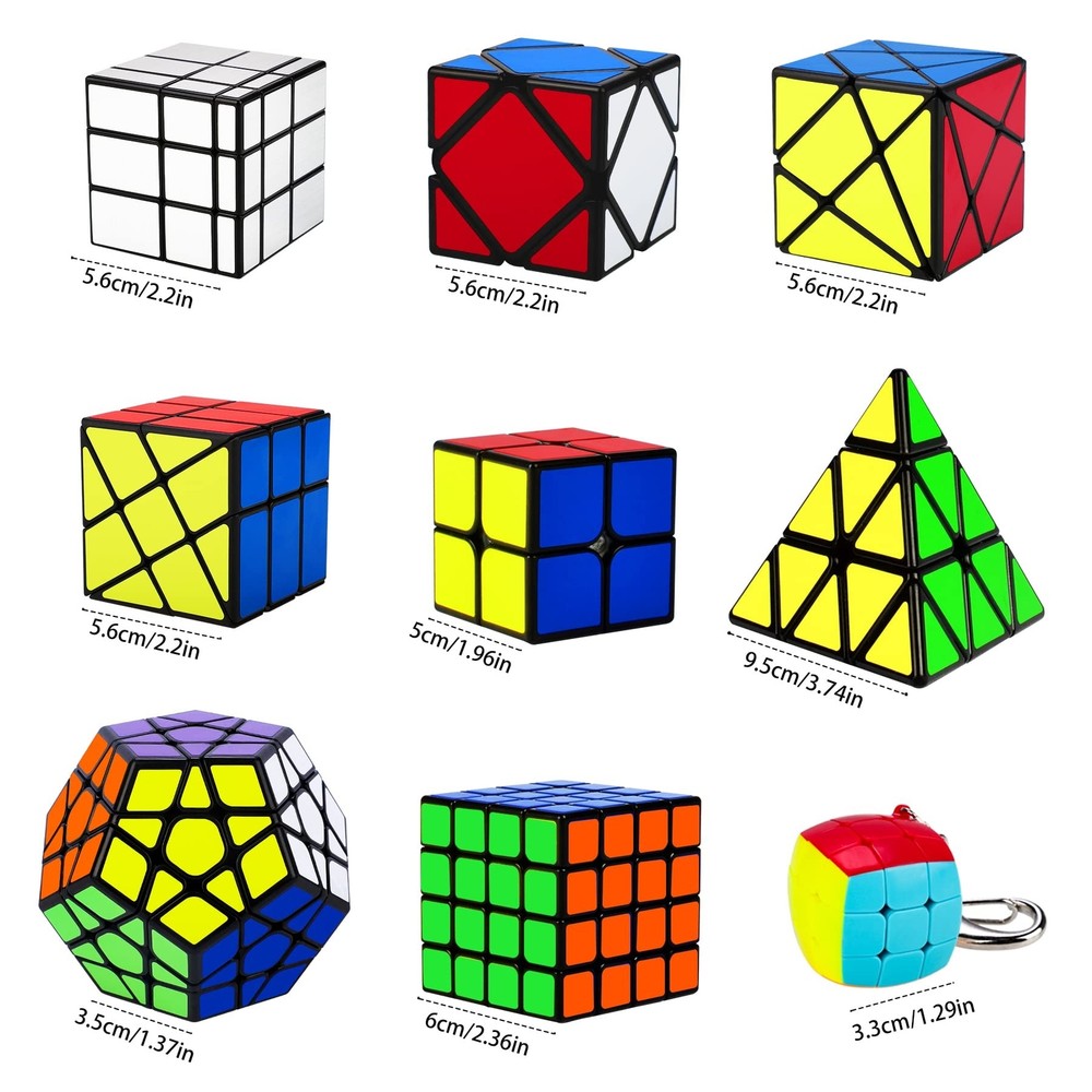 Speed Cube Set, Puzzle Cube,9 Pack Magic Cubes Pyraminx Pyramid + 2x2 + 3x3 +...
