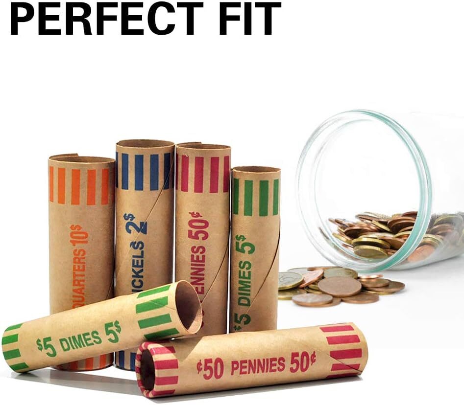 100pcs Assorted Heavy Duty Preformed Coin Wrappers Rolls - 100-Assorted