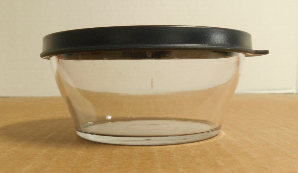 Tupperware #3445A Premier Clear Bowl Container with Black Lid O18
