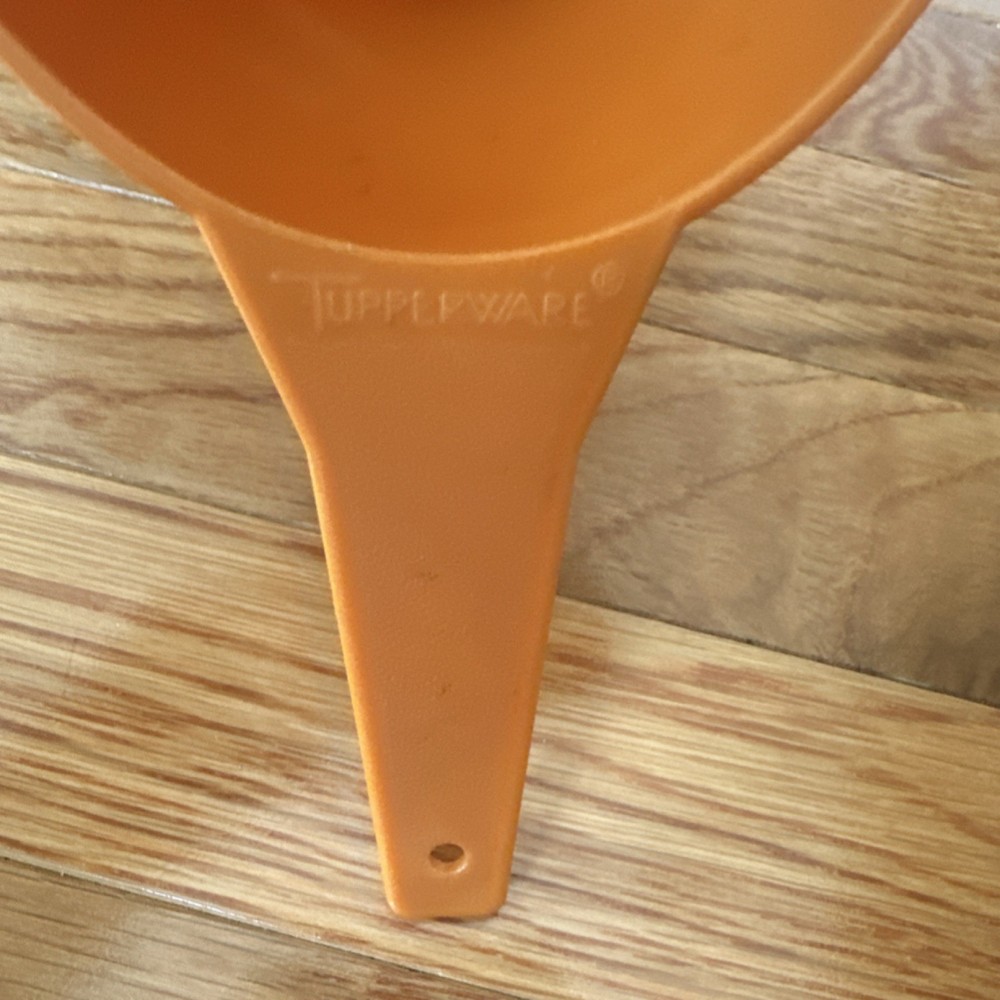 Vintage Tupperware Orange Plastic Medium Funnel Kitchen Tool