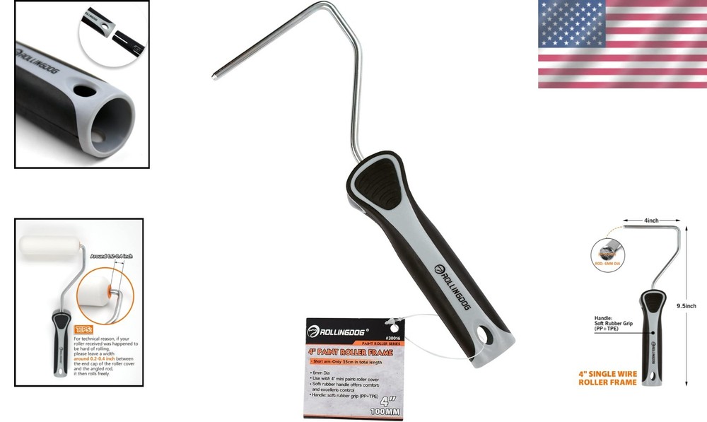 Lightweight 4-Inch Paint Roller Frame with Ergonomic Handle for Comfortable Use