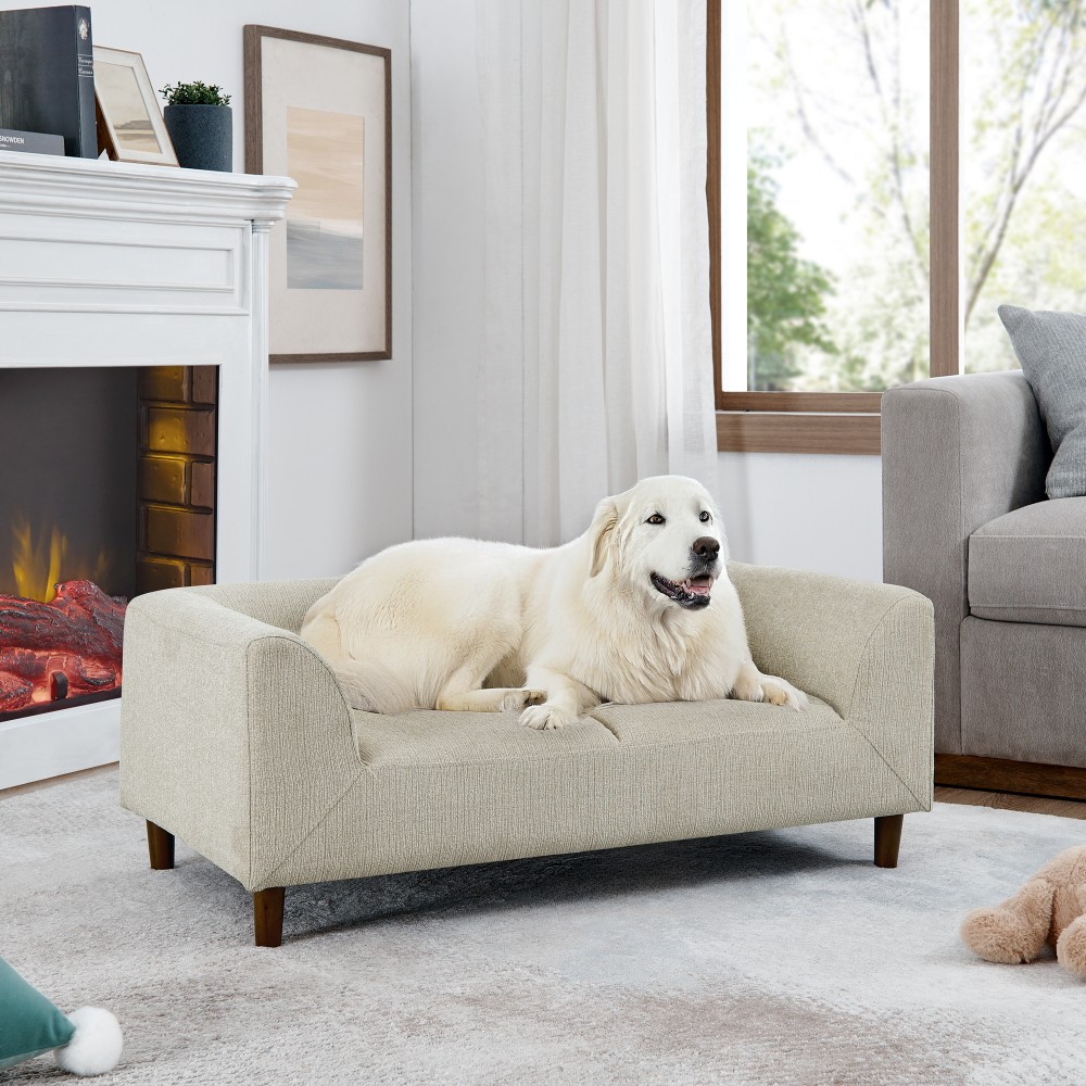 Pet sofa with backrest and armrests, modern rectangular pet sofa suitable for