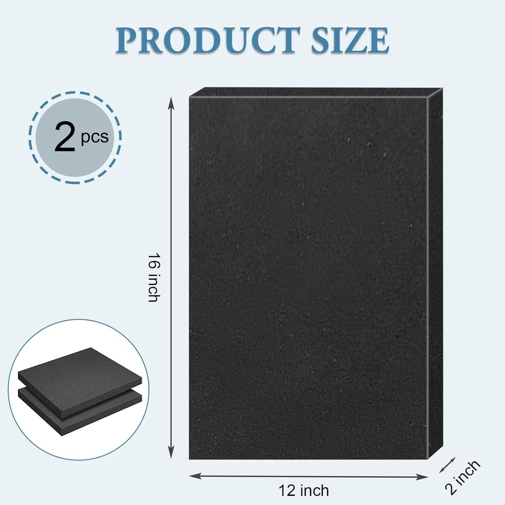 Black Foam Sheets 16x12x2 Inch - Customizable Packing Inserts for Tools