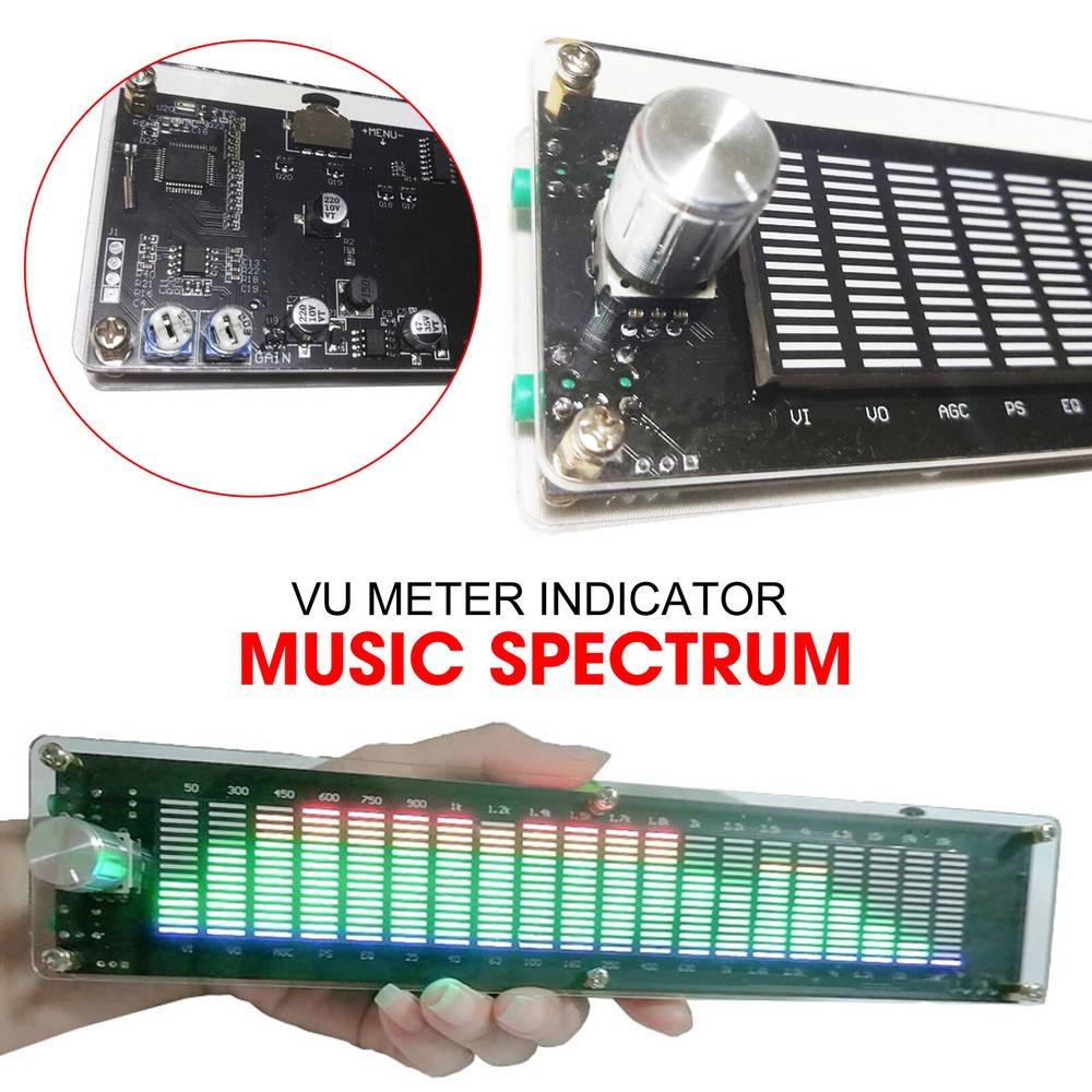 Stereo VU Meter Indicator 20 Segment Music Spectrum Analyzer LED Level Display