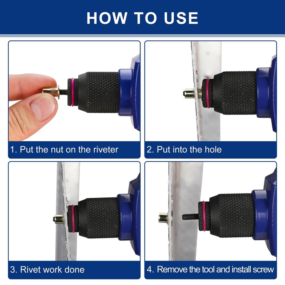 WORKPRO 150PC Rivet Nut 1/4"-20 Rivnut Zinc Plated Flat Head Threaded Insert Nut
