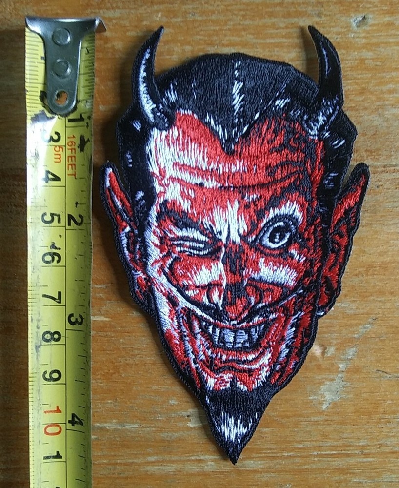 Demon SATAN Horned Wicked Red Devil Embroidered Iron On Patch