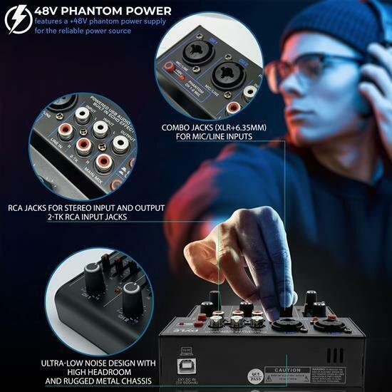 Pyle Professional Wireless DJ Audio - 4 Channel Bluetooth Controller Sound Mixer