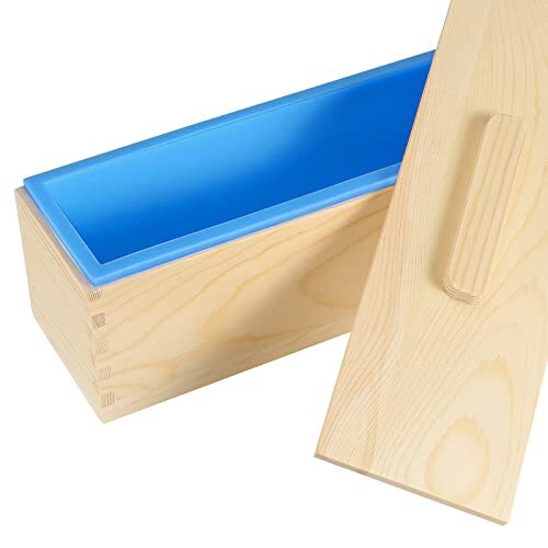 3 Pack 47oz Rectangular Flexible Silicone Soap Loaf Mold with Wooden Box