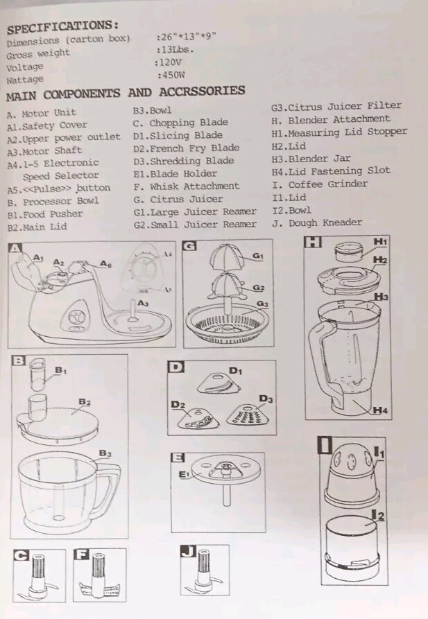 Bravetti Model: EP 199 FOOD PROCESSOR - NEW !