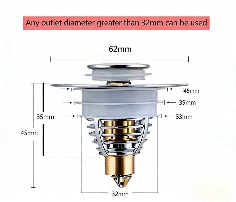 Drain Magic Universal Sink Stopper, Instantly Replace Broken Stoppers US Stock