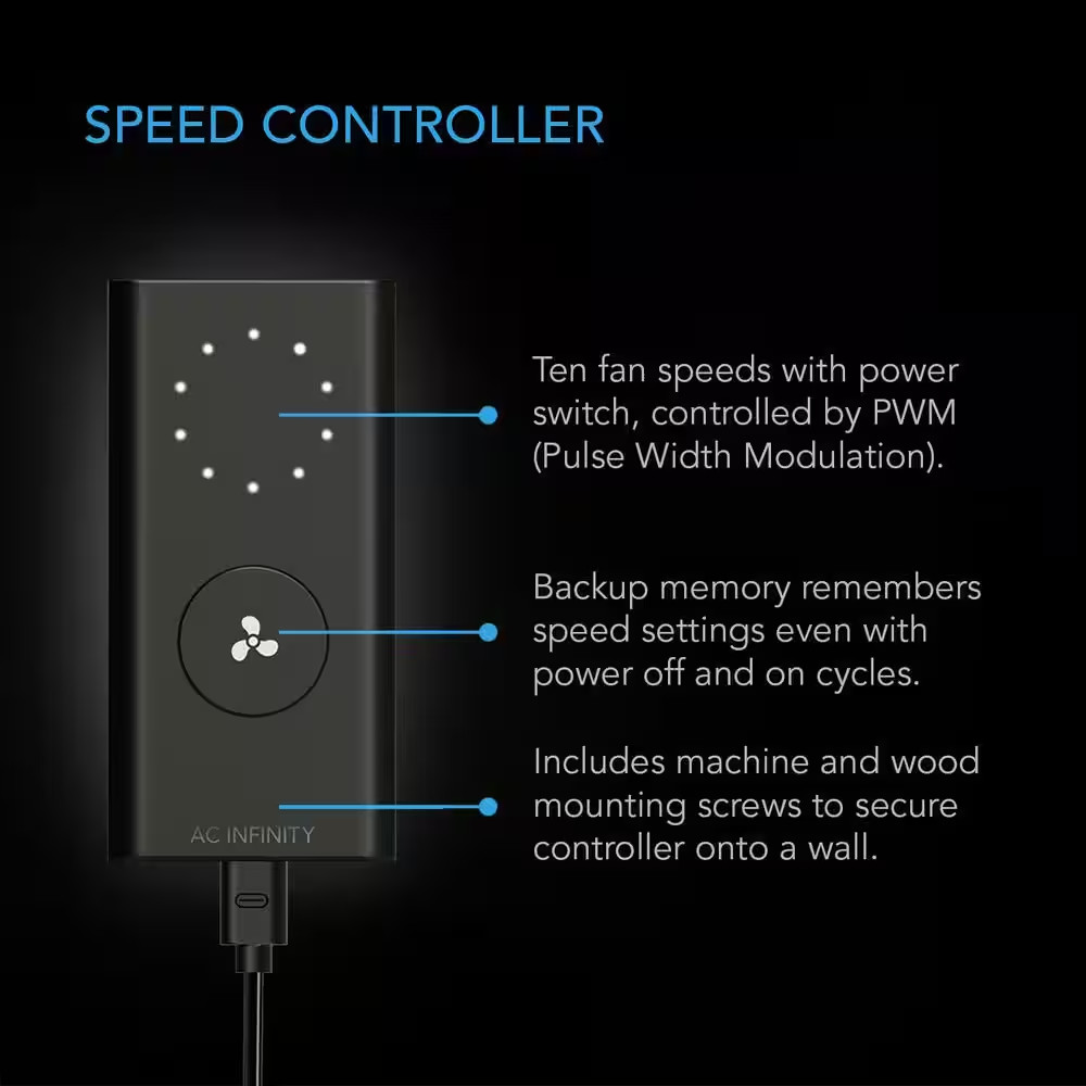 Cloudline S8 Quiet 8 In. Inline Duct Fan Speed Controller Heating Cooling Booste
