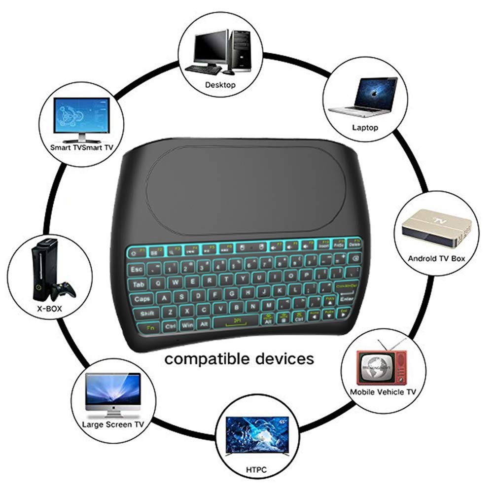 D8 Mini Wireless Keyboard with Touchpad, Colorful Backlit Small Wireless Keyb...