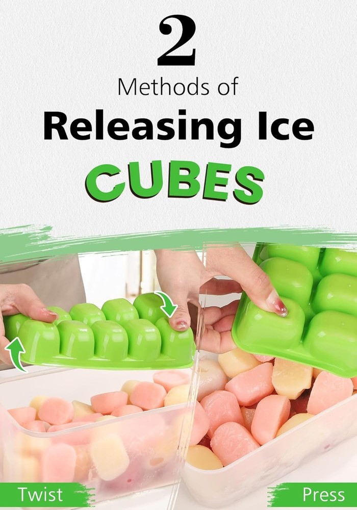 4 Pack Stackable Silicone Ice Cube Trays with Lids - BPA Free & Dishwasher Safe