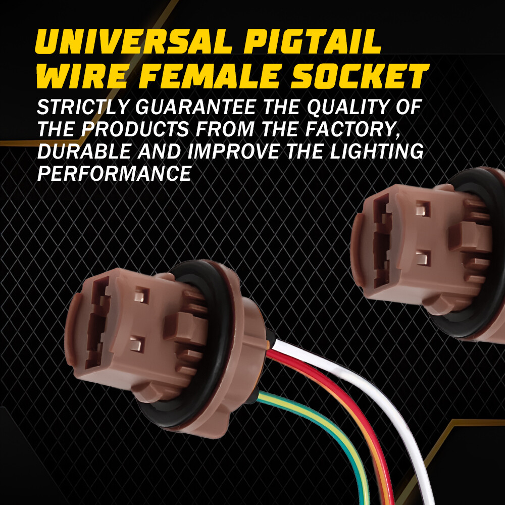 Universal Pigtail Wire Female Socket 7443 Two Harness Brake Stop Tail Replace