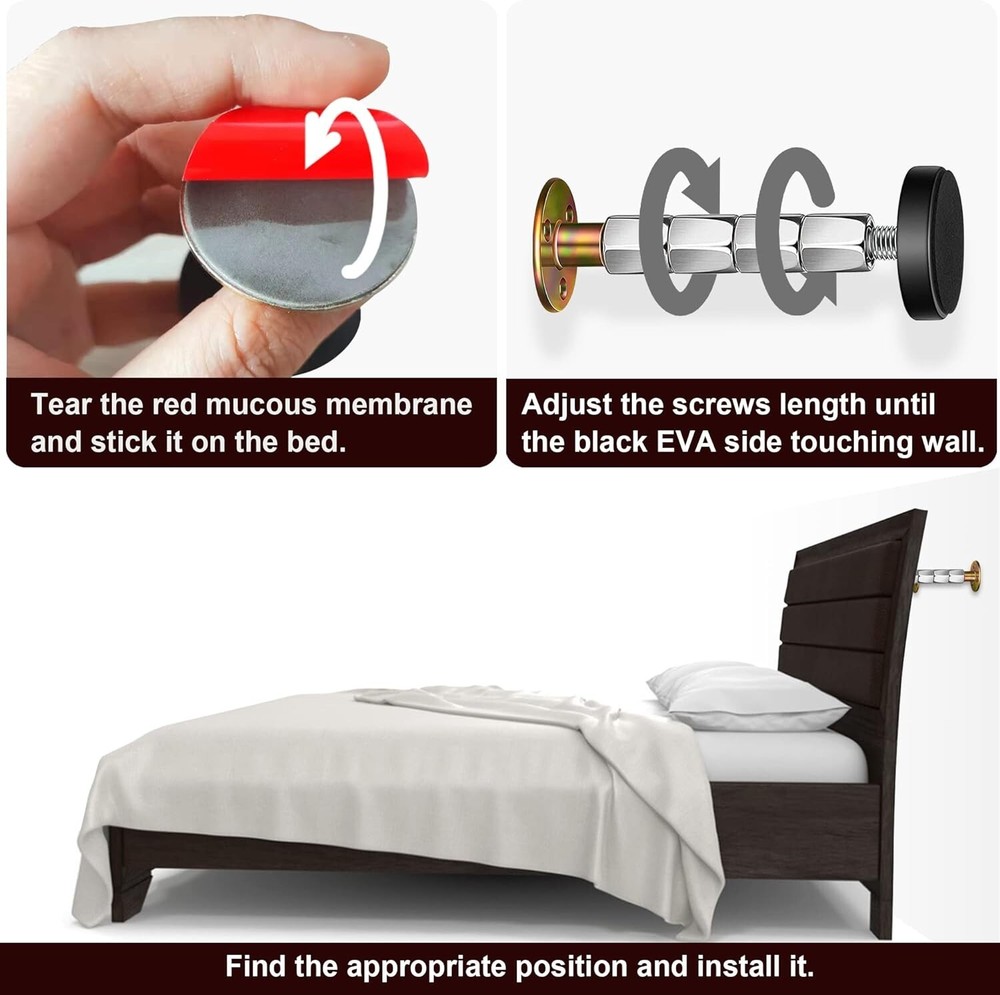 Adjustable Threaded Bed Frame Stabilizer - Stop Shaking & Enhance Sleep Quality