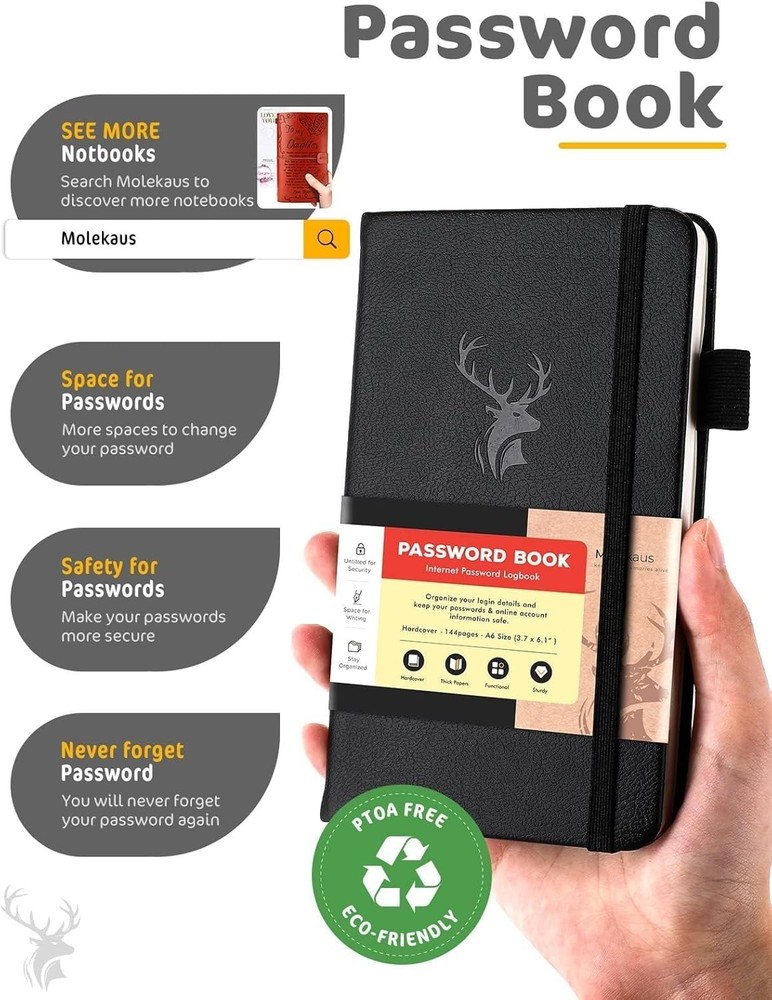 Share Password Book with Alphabetical Tabs Small Password Keeper with Extra Pass