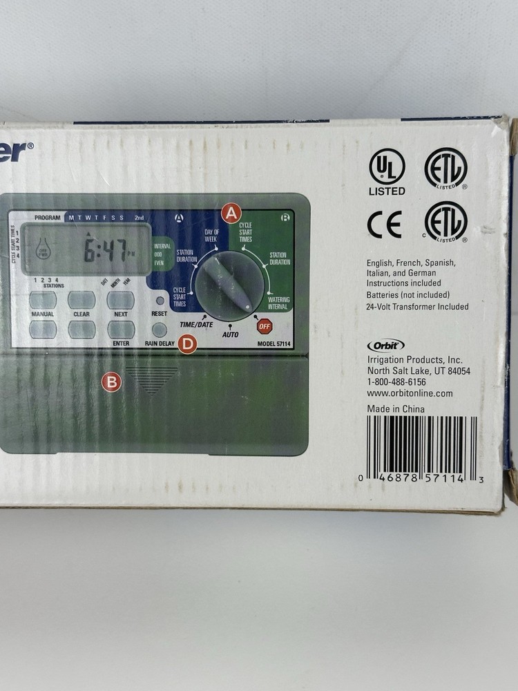 Orbit 57114 WT2X WaterMaster 4-Station Indoor Sprinkler Timer Controller