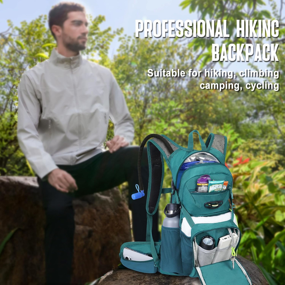 Hydration Backpack, 18L Multipurpose Hiking Backpack with 3L Water Bladder, Wate