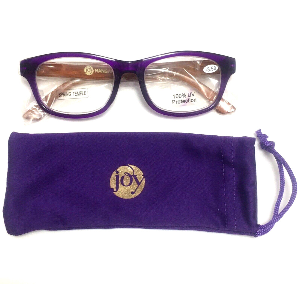 Joy Mangano Purple Reader Glasses Spring Temple Lens +3.50 - 9C