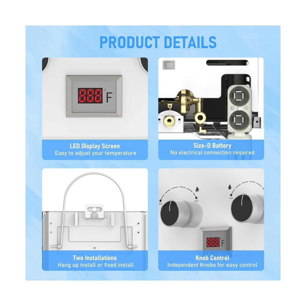 Tankless Water Heater, VANSTON Propane Water Heater Outdoor, 1.45GPM Portable...