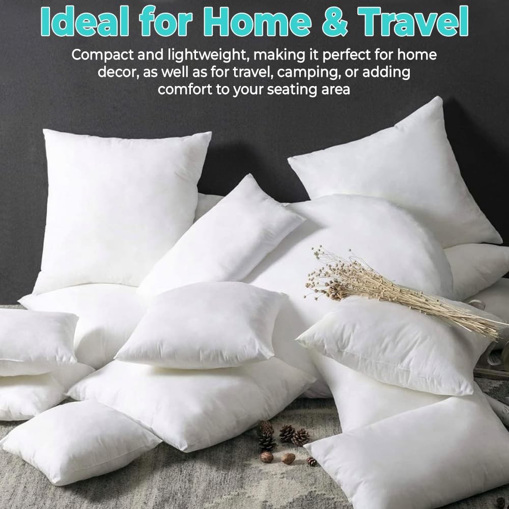 18 x 18 Throw Pillow Insert - Pack of 2 White, Down Alternative Pillow Insert...