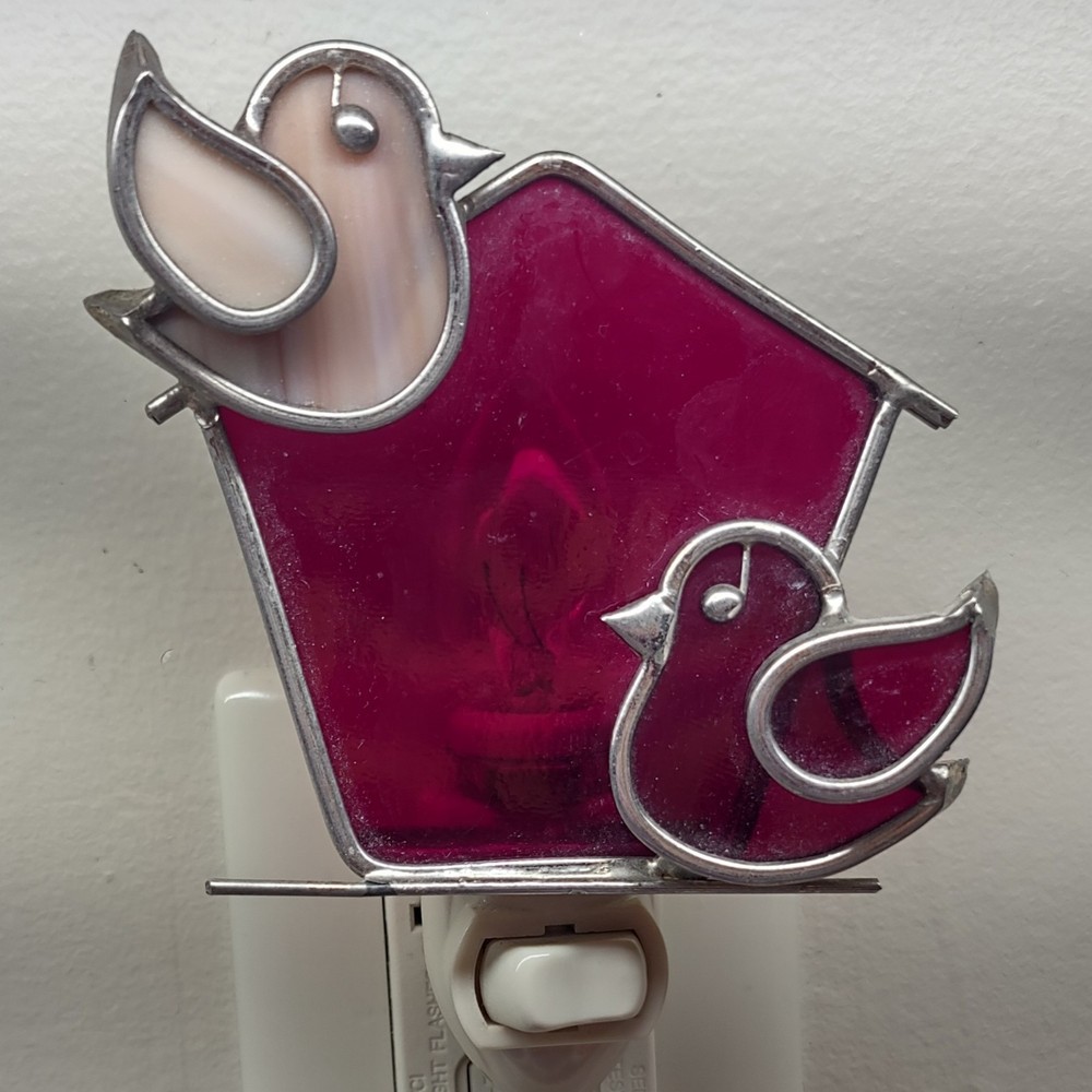 Vintage Stain Glass Ruby Red Night Lights Wall Plug In Nightlight