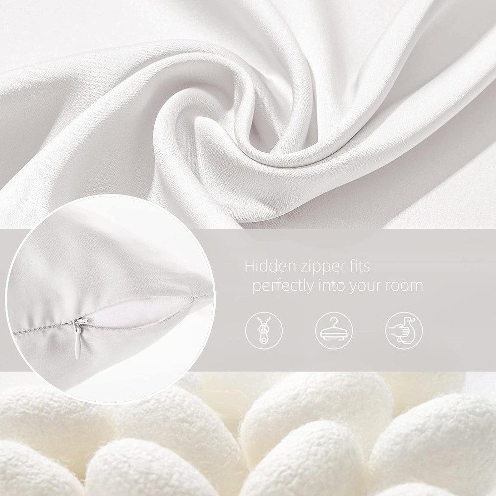 Soft & Breathable Reversible Natural Silk Pillowcase with Zip, White