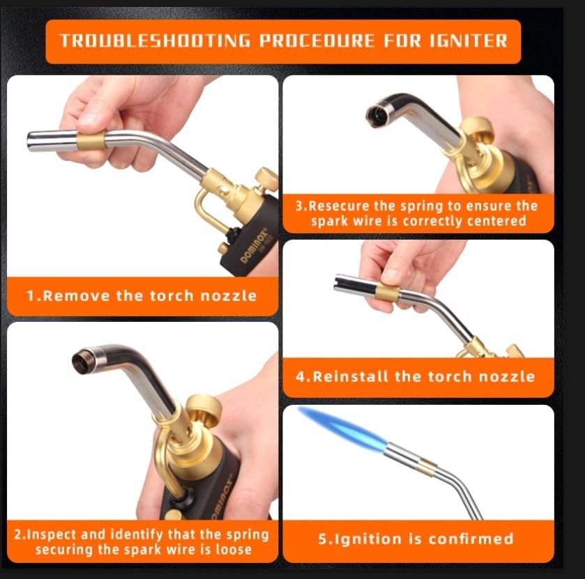 Propane Torch Head with Trigger Start for Versatile Soldering & Welding