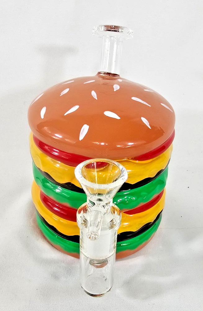 Glass Double Cheese Hamburger Pipe 5.5in tall