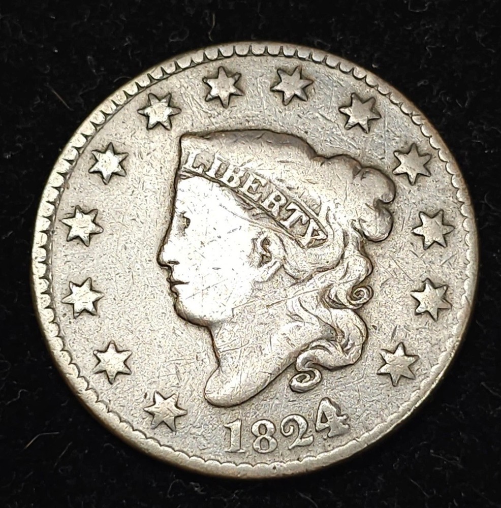 1824/2  Coronet Head /Large Cent / Very Good