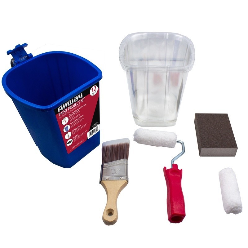 12-Piece Paint Project Kit W/ Paint Pail Mini Rollers Sash Brush Sandbar Liners