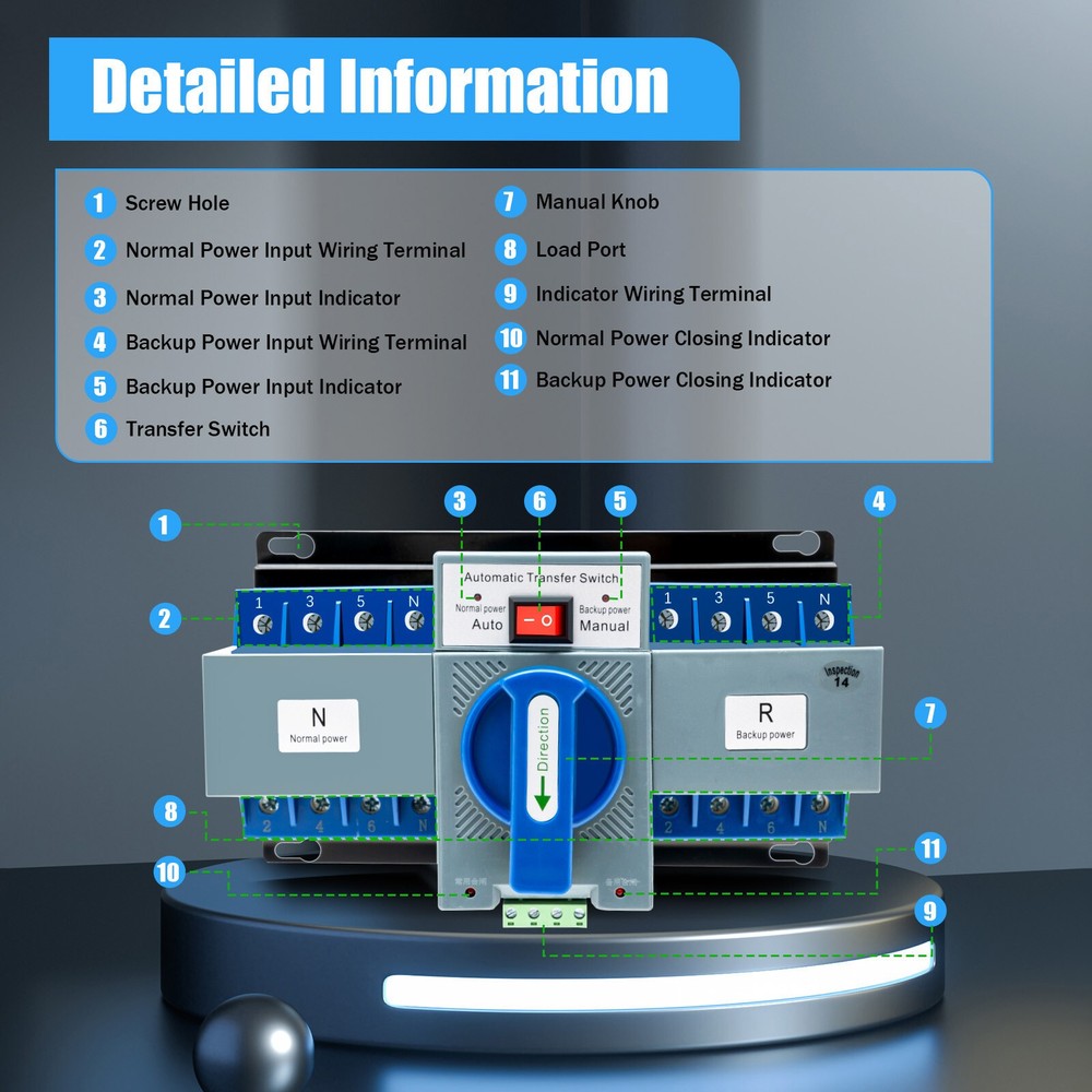 Dual Power Automatic Transfer Switch Generator Changeover Switch CB Level 63A 4P