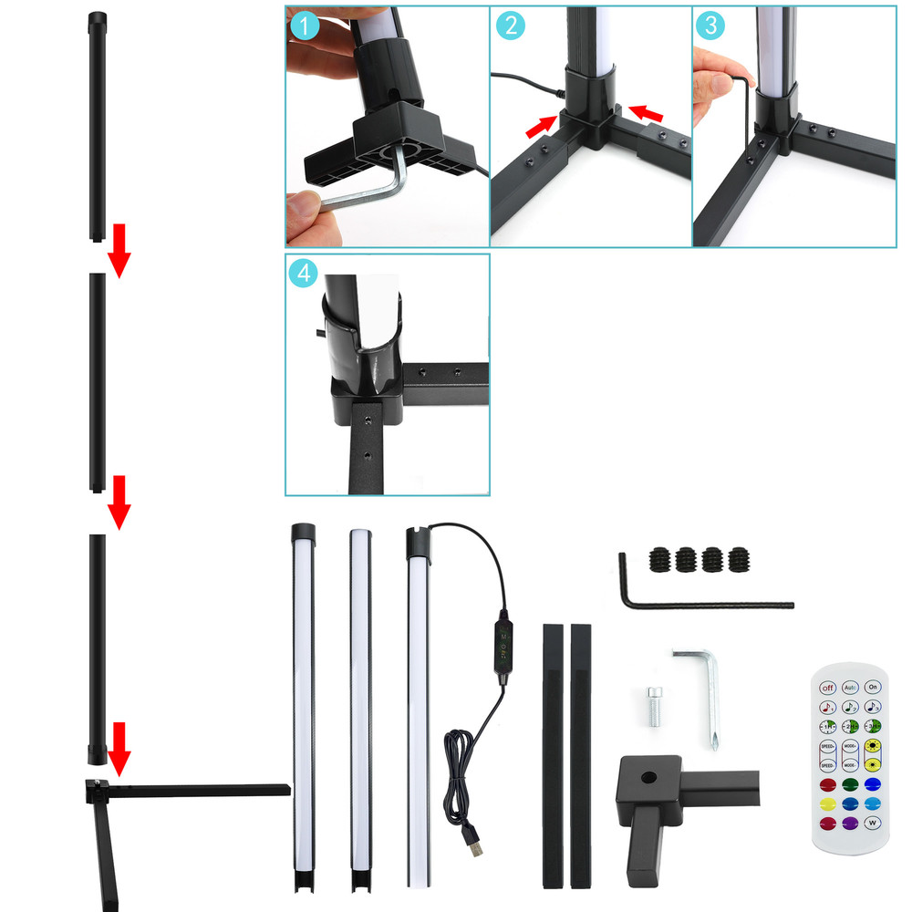 49" Modern Dimmable Timer Black Corner Floor Lamp