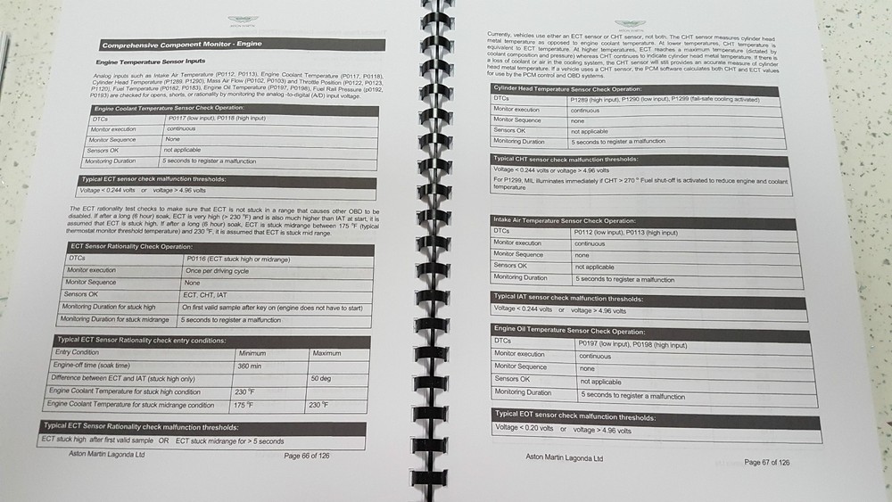 ASTON MARTIN DB9 2010 EOBD SUMMARY DOCUMENTATION & OBD SYSTEM OPERATION