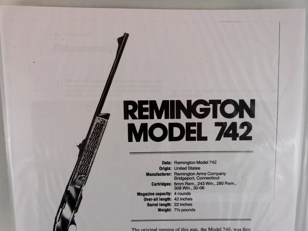 REMINGTON MODEL 742 RIFLE BREAK DOWN INSTRUCTION KIT
