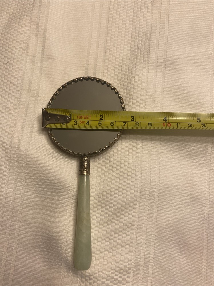 Chinese Hand Held Mirror Jade Handle