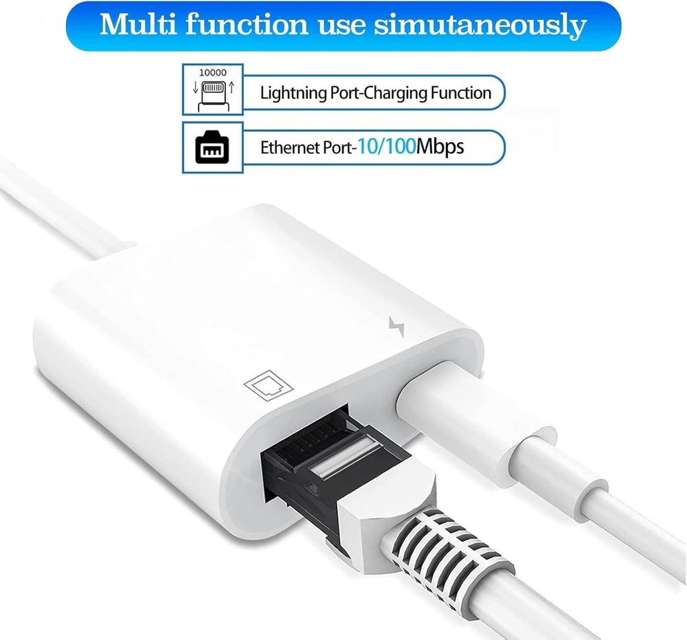 Lightning to Ethernet Adapter with Charging for