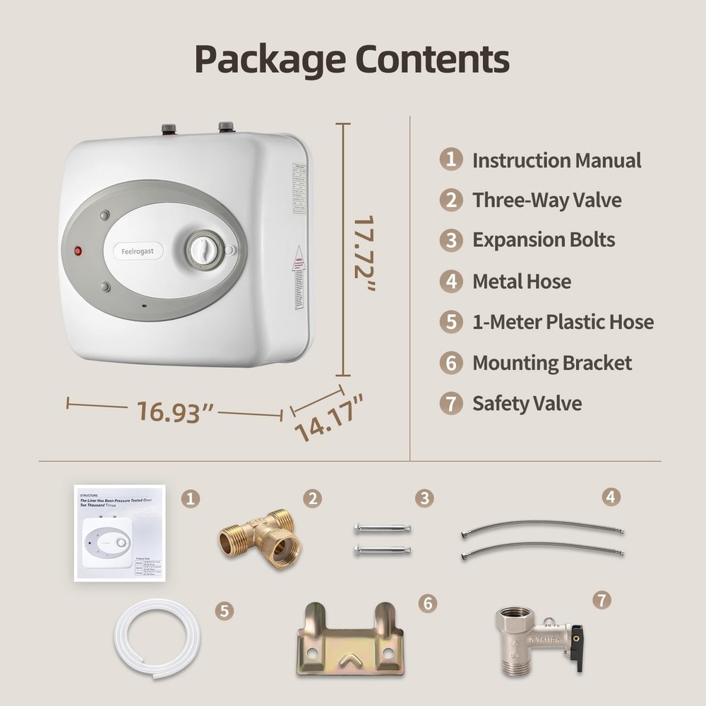 Electric Tank Water Heater-8 Gallon Under Sink Instant Hot Water for RV, Camp...