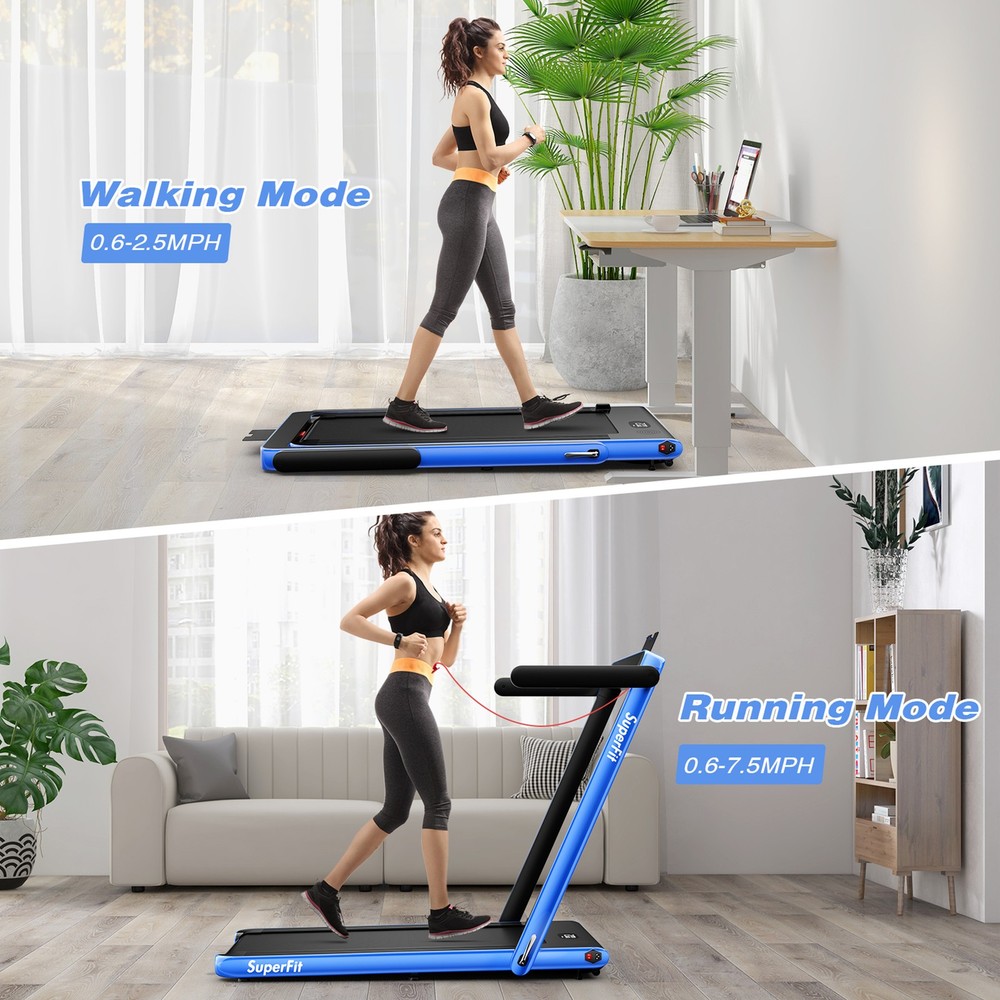 Motorized Treadmill Folding Under Desk Electric Treadmill Navy
