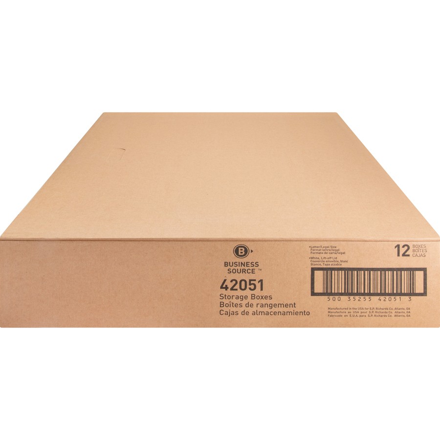 Business Source BSN42051 File Storage Box 350 lb Stackable White