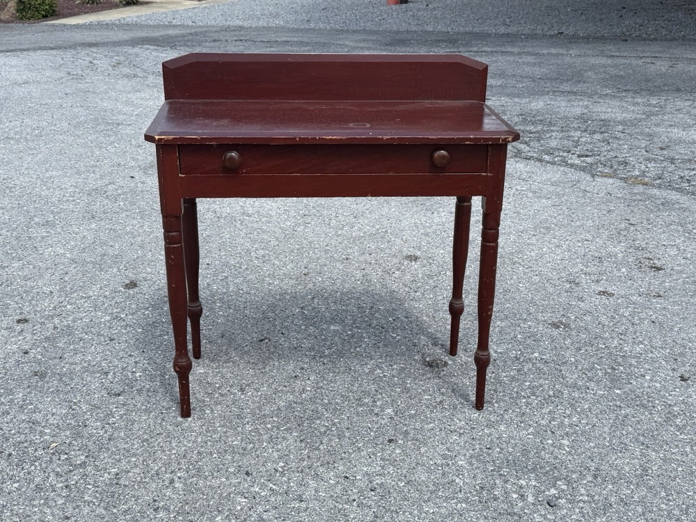 antique red painted console table server 1 drawer hall stand folk art