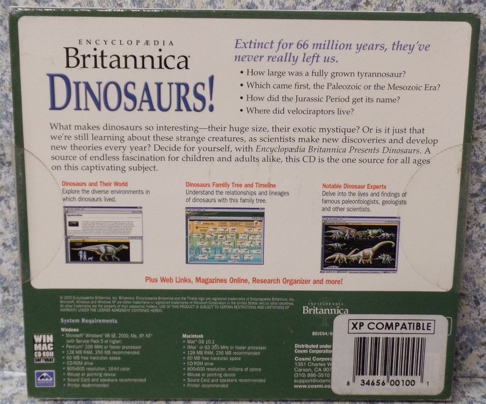 Software PC Encyclopaedia Britannica Dinosaurs NEW