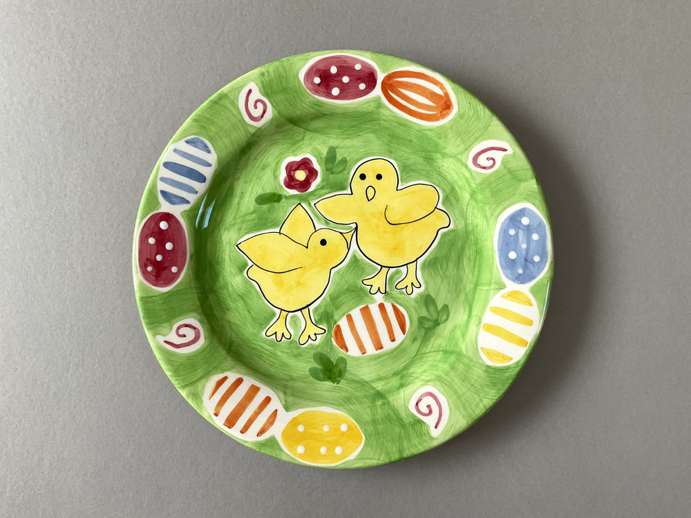 Colorful Palm Tree Co. Easter Chicks Plate 9" D