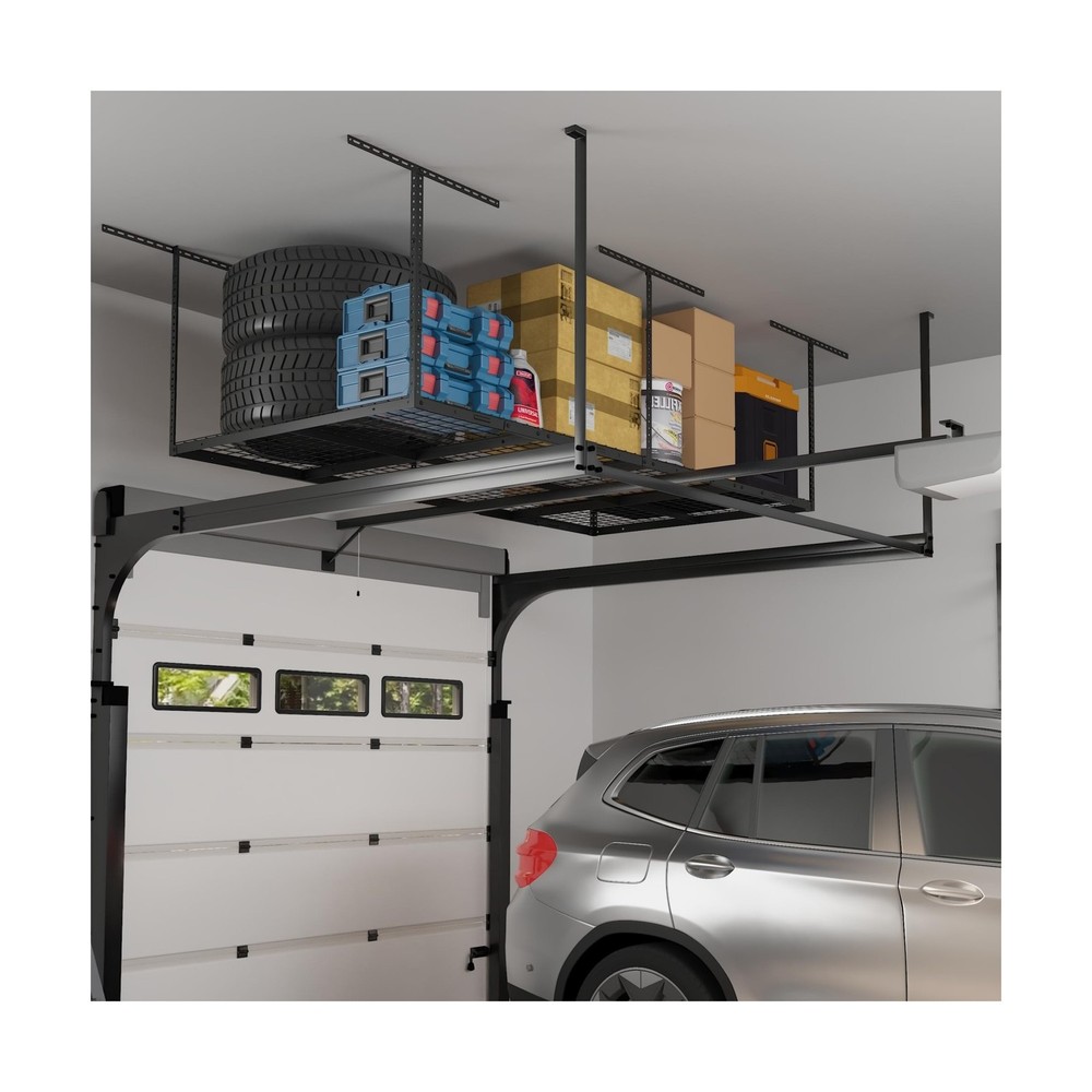FLEXIMOUNTS 4x8 Overhead Garage Storage Rack, Adjustable Organization System,...
